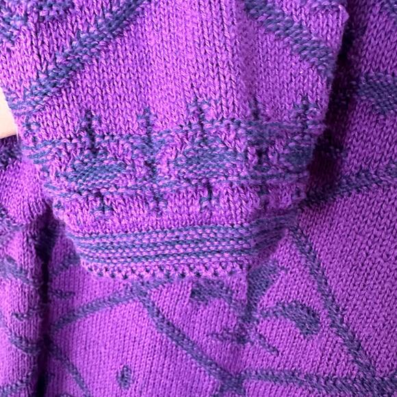 Garan by Marita Vintage Made in USA Purple Fleur De Lis Mock Neck Sweater Size M - Picture 6 of 8